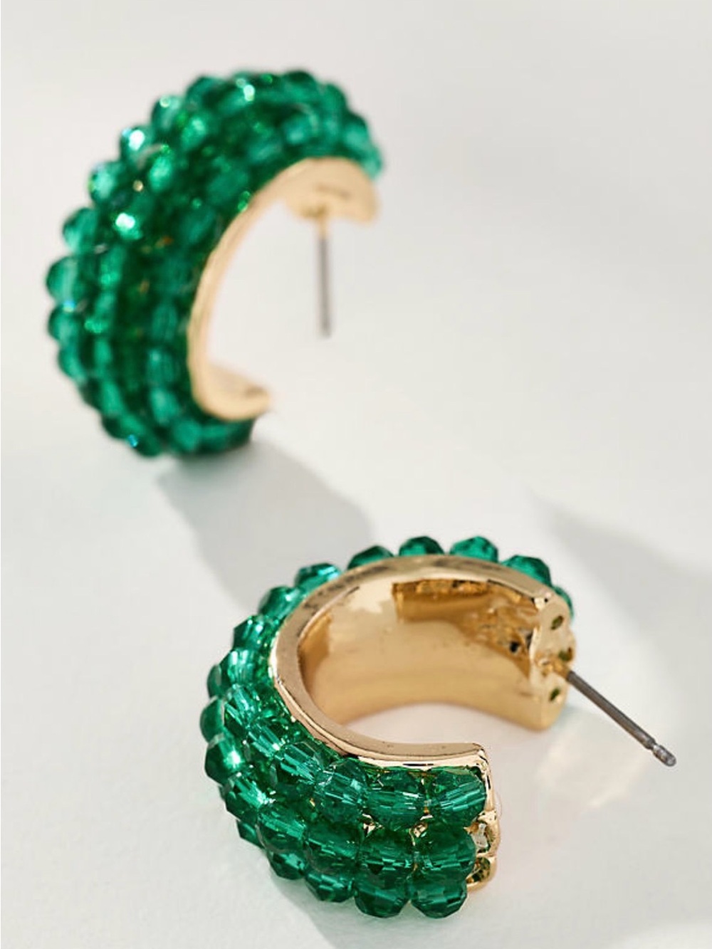 NEW! Anthropologie Stone Cluster Hoop Earrings in Green